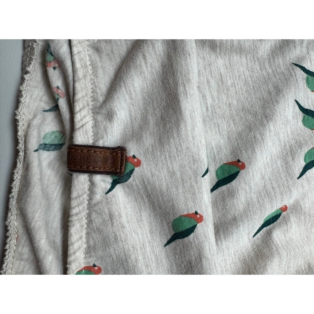Naketano Women Bird Print Long Sleeve Top Gray Size M Nature Sustainable Earthy - Picture 6 of 6